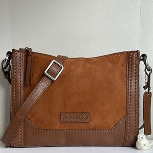 Nino Bossi Kitty Cat Genuine Leather Crossbody Bag In Cognac